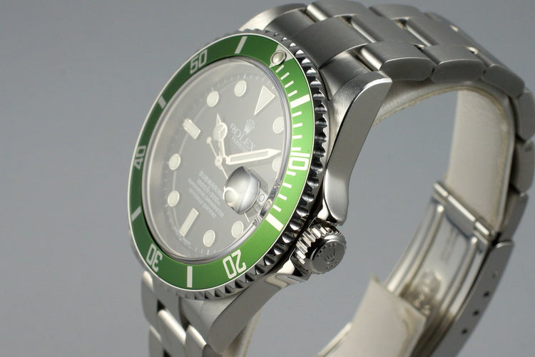 2004 Rolex Green Submariner 16610LV Mark II Dial with Box and Papers