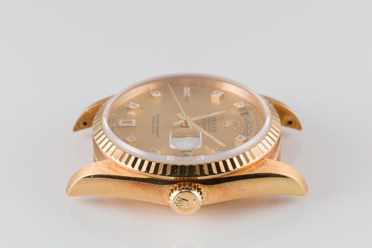 1989 Rolex 18K YG Day-Date 18238 with Champagne Diamond Marker Dial