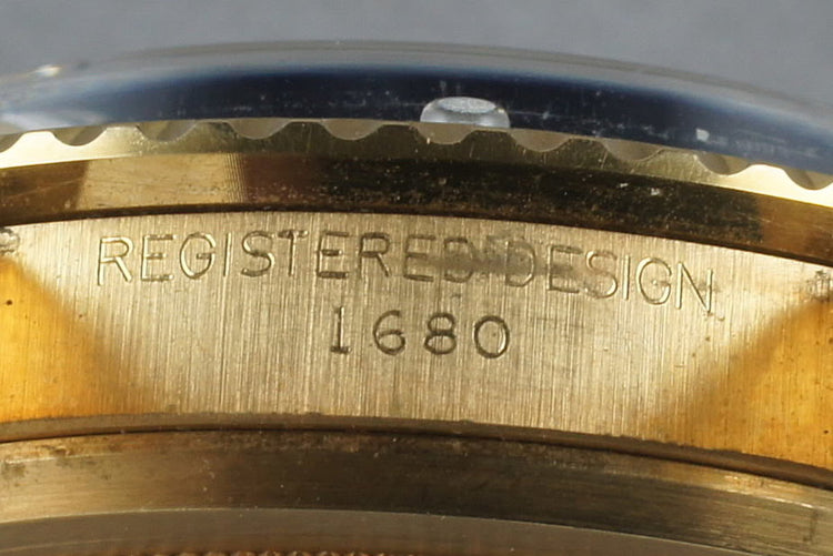 Rolex 18K Yellow Gold Submariner 1680 with Box, Papers, Sales Receipt