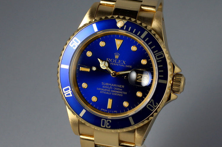 1991 Rolex YG Blue Submariner 16618