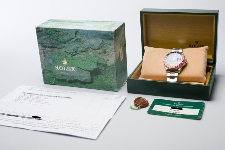 2001 Rolex GMT Master II 16710 Coke Insert with Service Card & Service Papers