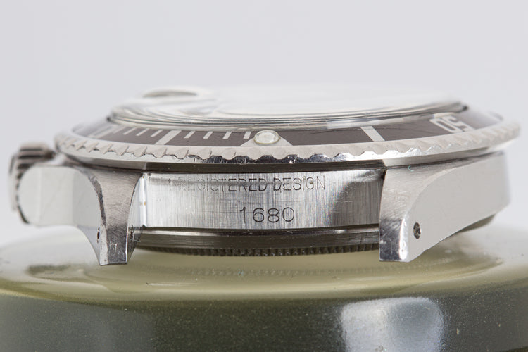 1970 Rolex Tropical Red Submariner 1680 MK 3 Meters 1st Brown Dial