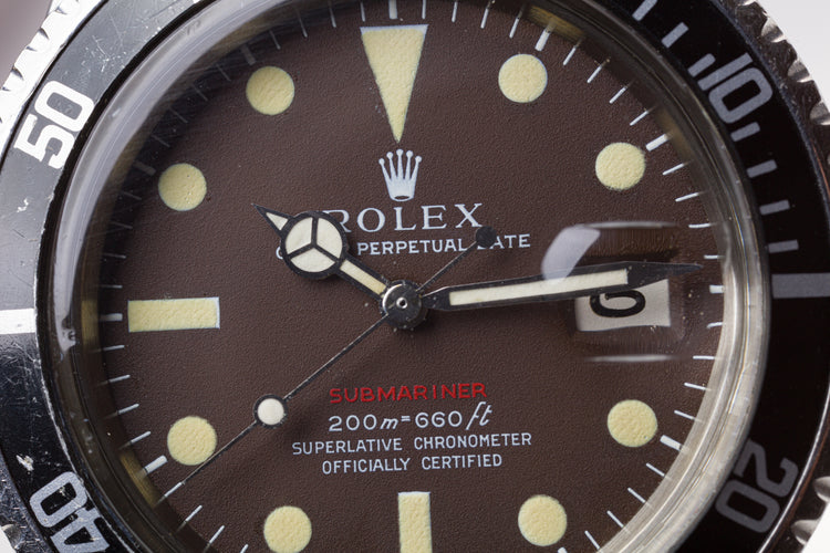 1970 Rolex Tropical Red Submariner 1680 MK 3 Meters 1st Brown Dial