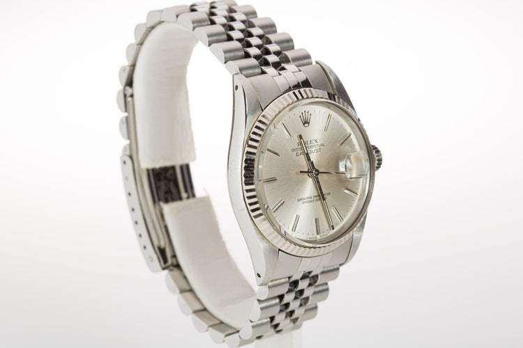 1987 Rolex Datejust 16014 Silver Stick Dial Jubilee Bracelet
