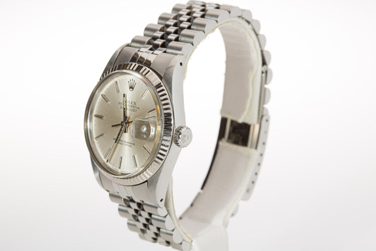 1987 Rolex Datejust 16014 Silver Stick Dial Jubilee Bracelet