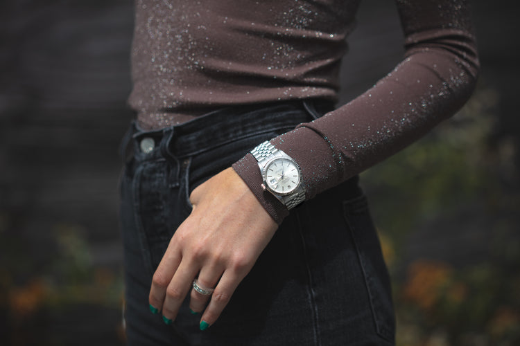 1987 Rolex Datejust 16014 Silver Stick Dial Jubilee Bracelet