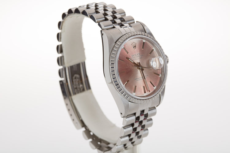 1991 Rolex St/St Datejust 16220 Tropical Rose Dial Jubilee Braclet