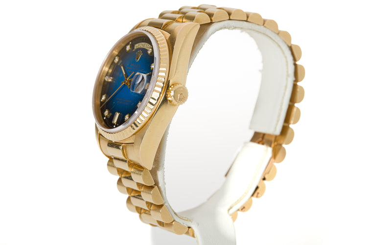 1986 Rolex Day-Date18038 Blue Diamond Vignette Dial