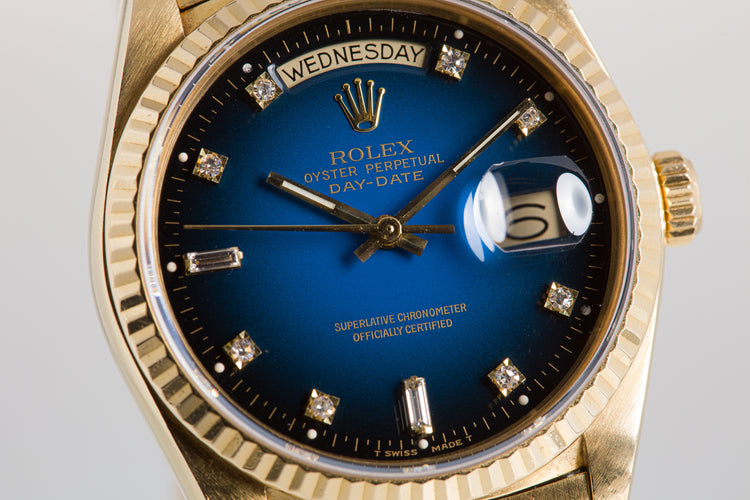 1986 Rolex Day-Date18038 Blue Diamond Vignette Dial