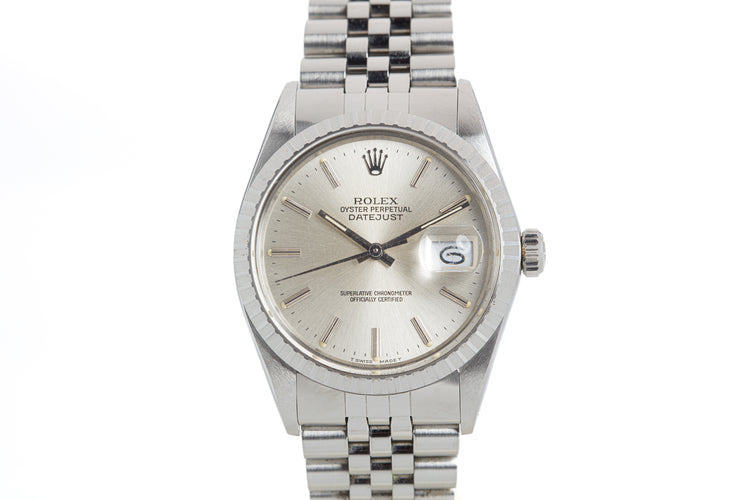 1987 Rolex 16030 Silver Stick Dial Datejust