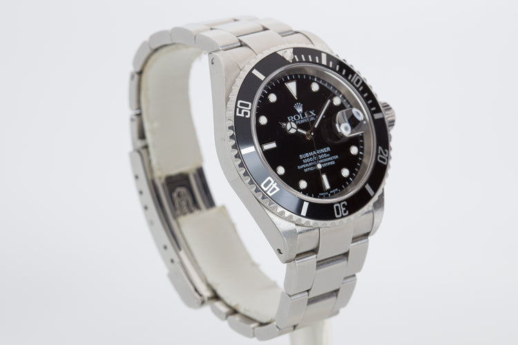 2001 Rolex Submariner 16610 Box, Papers & Hangtags