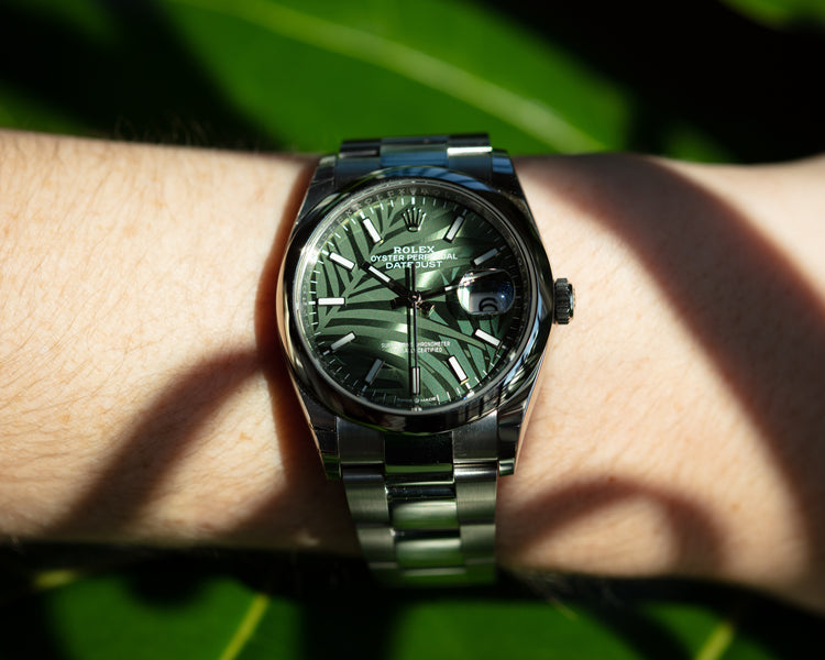 2022 Rolex Datejust 126200 Green Palm Motif Dial Box & Card