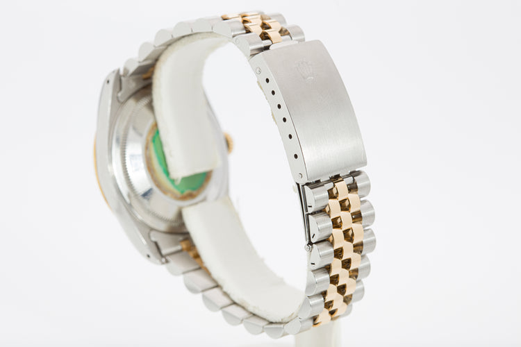 1990 Rolex 16233 Datejust Blue Diamond Vignette Dial Box, Tags & Papers