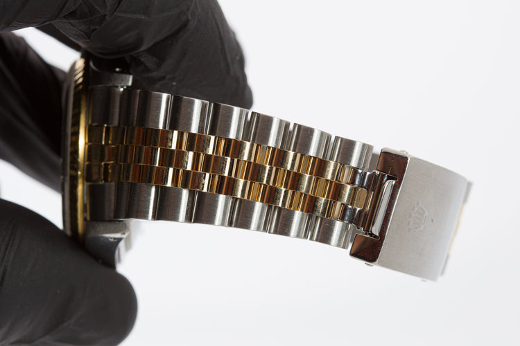 1990 Rolex 16233 Datejust Blue Diamond Vignette Dial Box, Tags & Papers