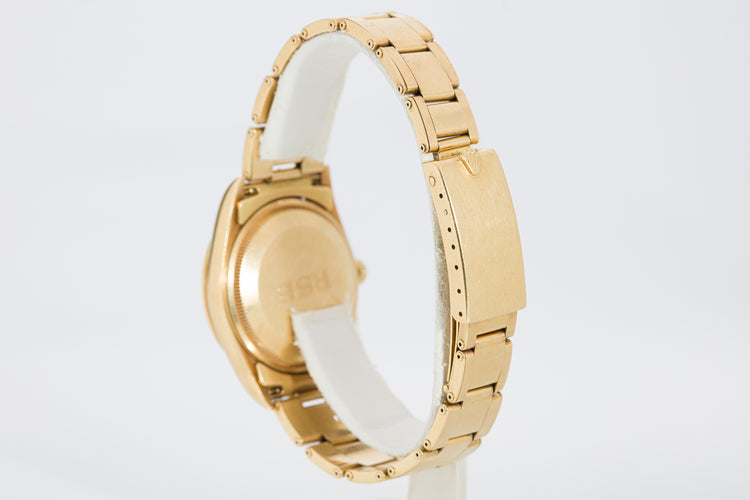1990 Rolex 18k Date 15238 Champagne Dial Oyster Rivet bracelet W/ Box, Tags, Booklets