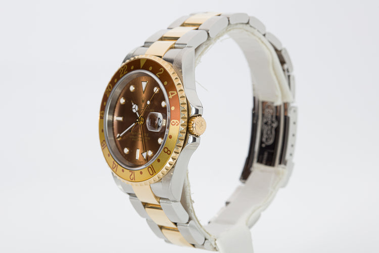 2005 Rolex 16713 "Root Beer" 18k/St GMT Master II Brown Dial