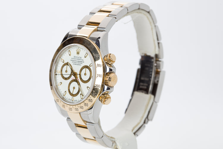 2003 Rolex 18k/ST Daytona 116523 White Dial Box And Papers