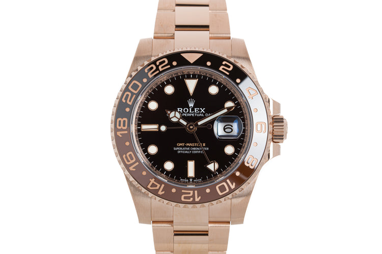 2022 Rolex 18k Rose Gold GMT Master II 126715CHNR Box, Card Booklets & Tags