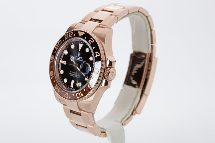 2022 Rolex 18k Rose Gold GMT Master II 126715CHNR Box, Card Booklets & Tags