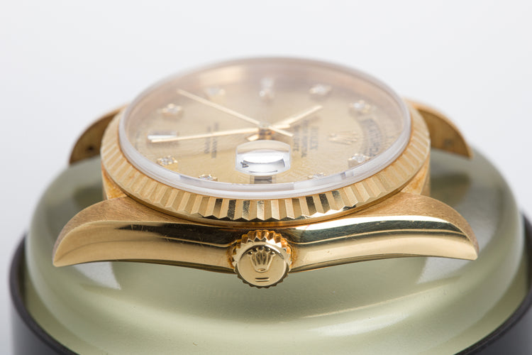 1990 Rolex Day-Date 18238 Champagne Diamond Dial with Box and Papers