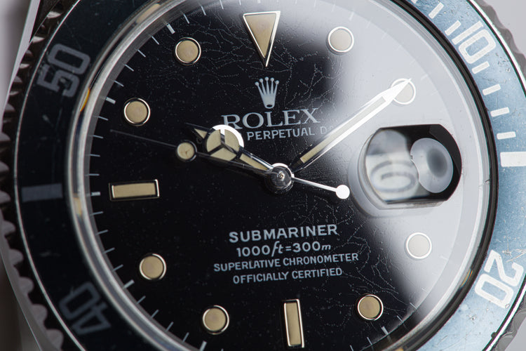 1986 Rolex Submariner 168000 With Box & Service Papers