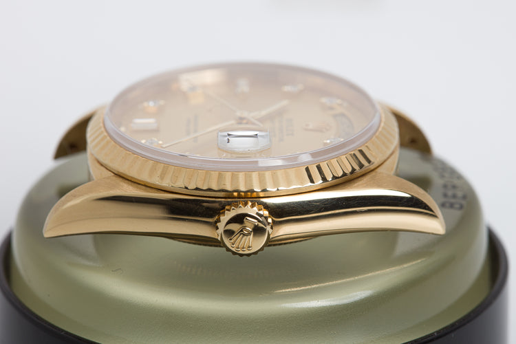 1989 Rolex 18238 Day-Date Champagne Diamond Dial