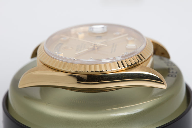 1989 Rolex 18238 Day-Date Champagne Diamond Dial