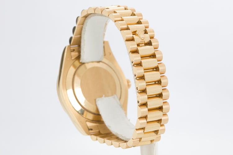 2014 Rolex 41mm Day-Date II 218238 18k Champagne 8 Diamonds 2 Ruby Baguettes Box & Card