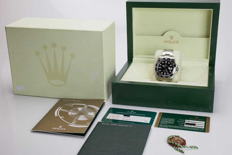2009 Rolex GMT Master II 116710LN Box, Hangtag, Card & Service Card
