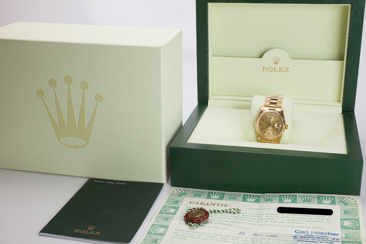 1989 Rolex Day-Date 18238 Champagne Dial with Box and Papers