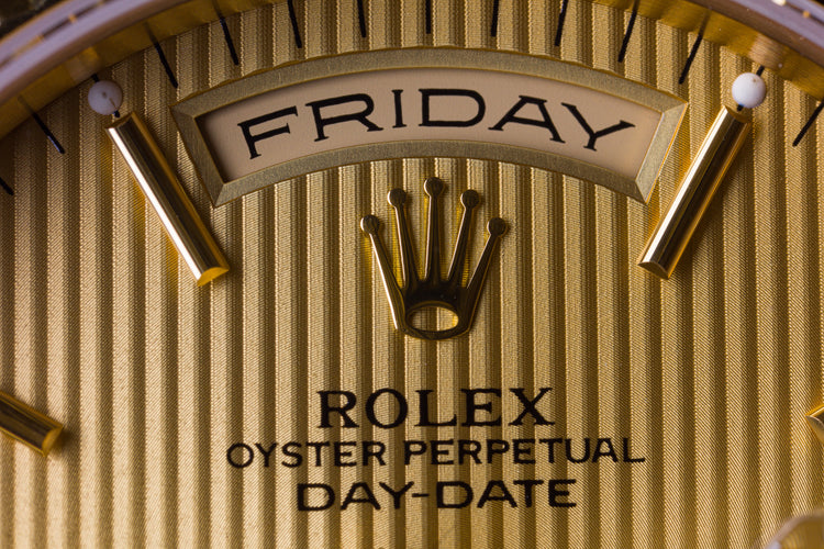 1995 Rolex 18238 Day-Date Gold Tapestry Dial