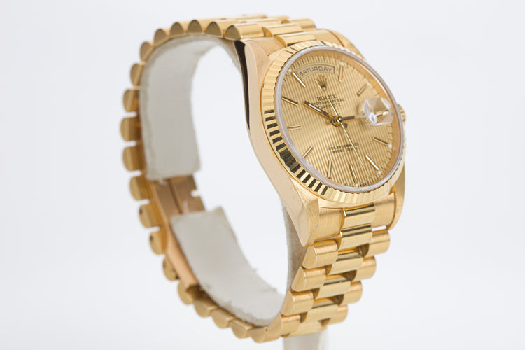 1995 Rolex 18238 Day-Date Gold Tapestry Dial