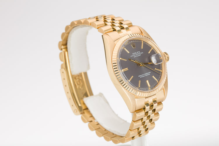 1977 Rolex 18k Datejust 1601 Gray Sigma Dial Box, Papers, Booklets, Hangtag