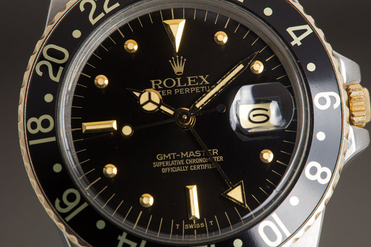 1979 Rolex 14k/St Unpolished GMT Master 16753 Nipple Dial Creamy Lume & Hands Box papers & Hang Tags