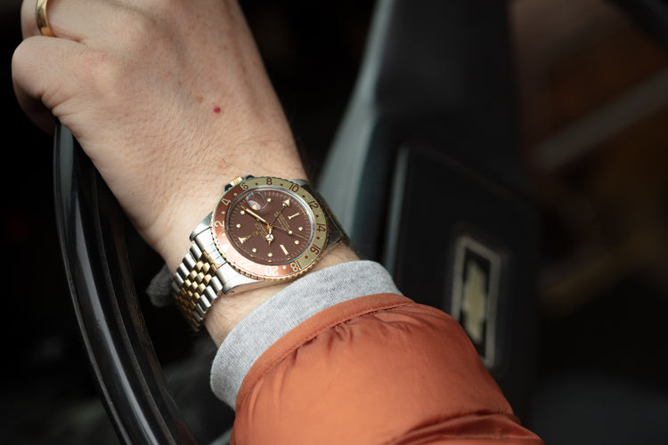 1977 Rolex 14k/St GMT Master 1675 Brown Nipple Dial Jubilee bracelet