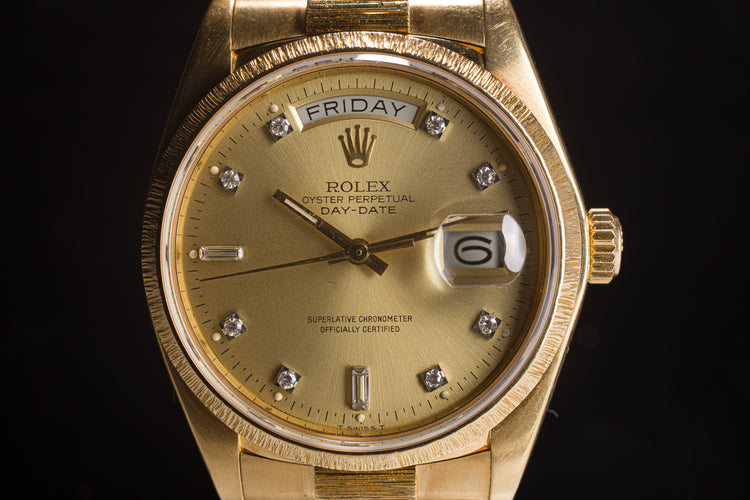 1979 Rolex 18038 Day-Date Bark Finish Champagne Diamond Dial