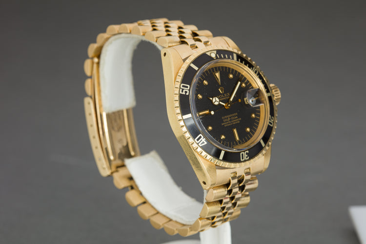 1970 Rolex 18k Submariner 1680 Black Nipple Dial Jubilee Bracelet
