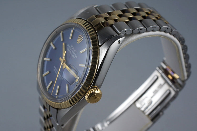 1971 Rolex Two Tone DateJust 1601 Blue Textured Dial