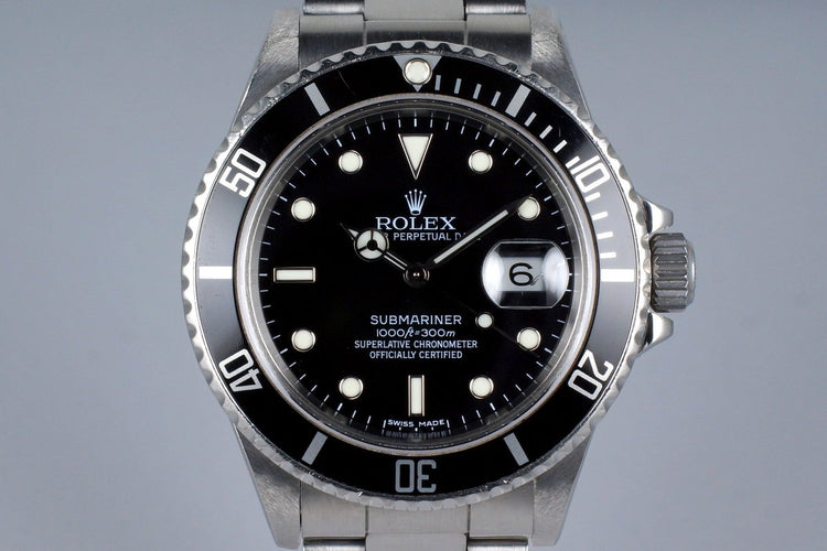 1988 Rolex Submariner 168000 Service Dial with Box and Papers
