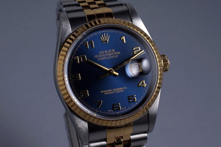 1991 Rolex Two Tone DateJust 16233 Blue Arabic Dial