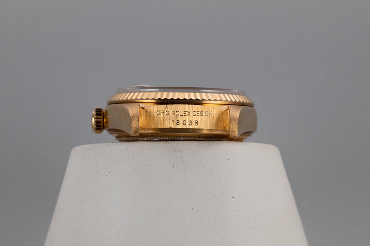 1987 Rolex 18K Day-Date 18038 with Red Diamond Vignette Dial