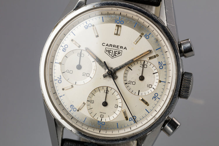 Heuer Carrera 2447 D with Early "Pie Pan" Dial and Sun Stamp Buckle