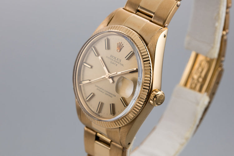 1972 Rolex 18K YG Date 1503 Champagne Dial