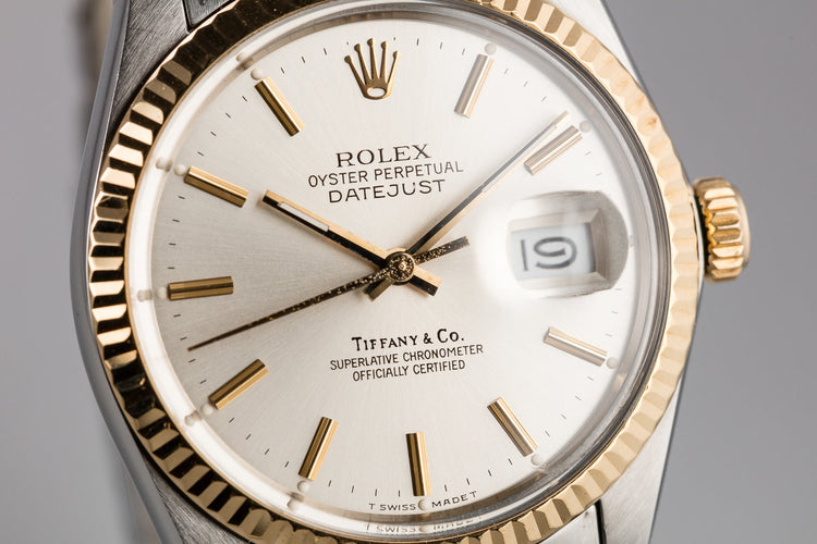 1988 Rolex Two-Tone DateJust 16013 With Silver "Tiffany & Co." Dial