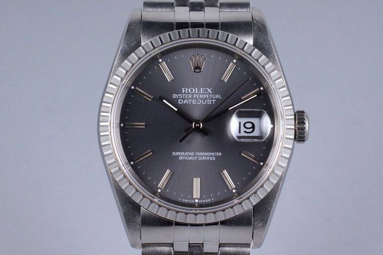 1991 Rolex DateJust 16220 Gray Dial with Box and Papers