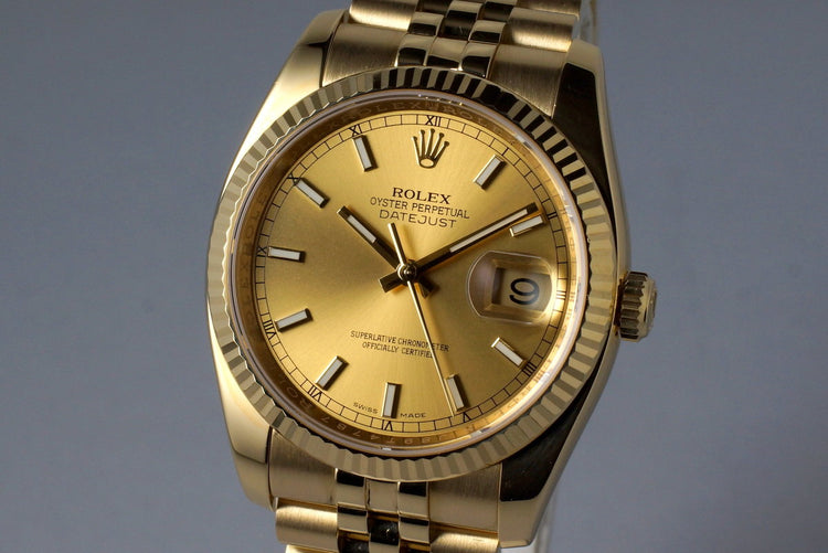 2013 Rolex YG DateJust 116238 with Box and Papers