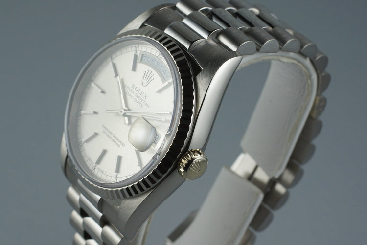 1990 Rolex WG Day-Date Ref: 18239 with White Roman Dial