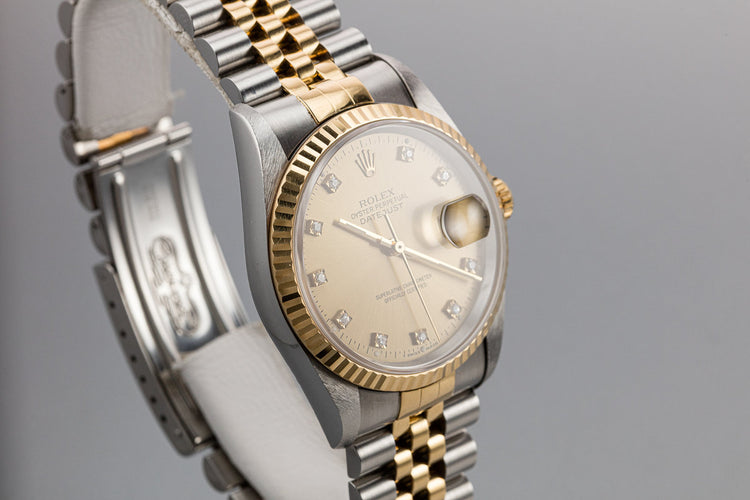 1995 Rolex Two-Tone DateJust 16233G Champagne Diamond Dial with Box and Papers
