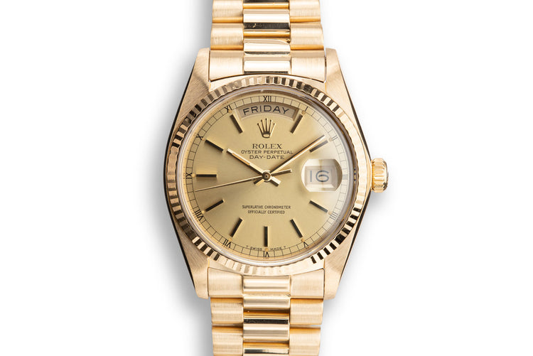 1978 Rolex 18K YG Day-Date 18038 Champagne Dial with Service Papers