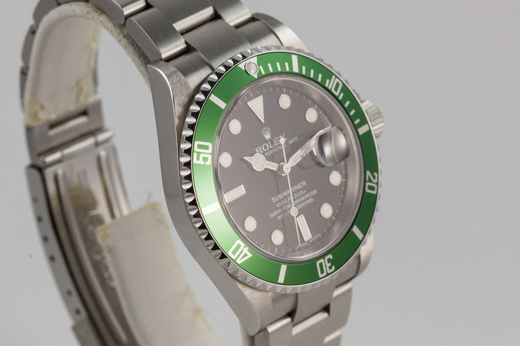 2006 Rolex Green Submariner 16610LV with Box and Papers